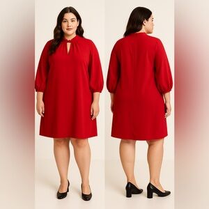 Calvin Klein Vibrant Red Twisted Keyhole Front Cropped‎ Sleeve Dress Sz. 22